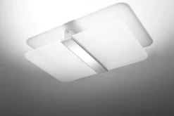 Deckenlampe Weiß Chrom Glas Metall blendarm flach