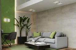 Deckenlampe Weiß Chrom Glas Metall blendarm flach