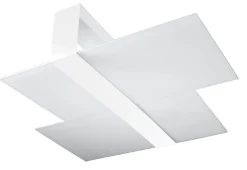 Deckenlampe Weiß Glas Metall flach blendarm 2x E27