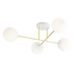Deckenlampe Weiß Gold aus Glas Metall 4-flammig