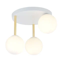 Deckenlampe Weiß Gold 3x E14 Glas Metall blendarm