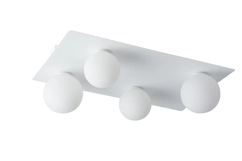 Deckenlampe Weiß Metall Glas wohnlich G9 L:62 cm Modern