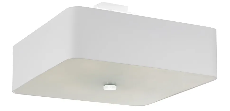 Deckenlampe Weiß quadratisch B: 45 cm Stoff Glas 5x E27