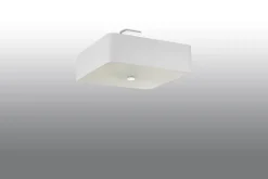 Deckenlampe Weiß quadratisch B: 45 cm Stoff Glas 5x E27