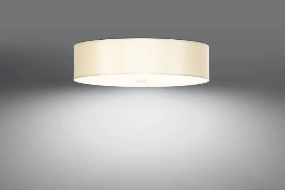 Deckenlampe Weiß Stoff Glas Ø 50 cm rund blendarm 5x E27