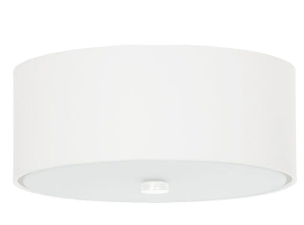 Deckenlampe Weiß Stoff Glas Ø 30 cm rund blendarm 3x E27