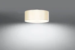 Deckenlampe Weiß Stoff Glas Ø 30 cm rund blendarm 3x E27