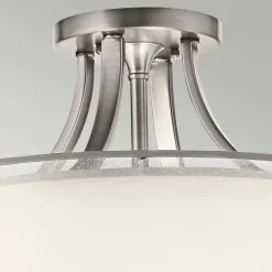 Deckenlampe Weiß Zinn antik Glas Leinen Metall CANELADO