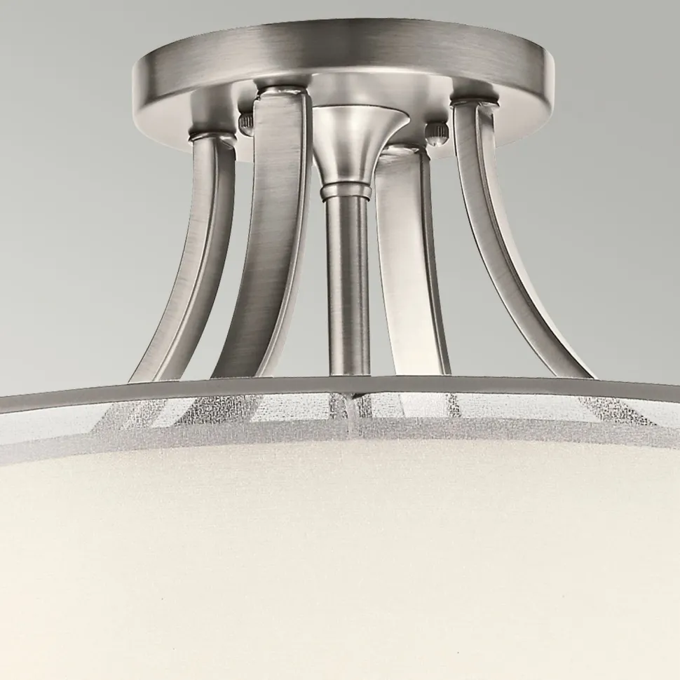 Deckenlampe Weiß Zinn antik Glas Leinen Metall CANELADO