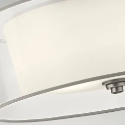 Deckenlampe Weiß Zinn antik Glas Leinen Metall CANELADO