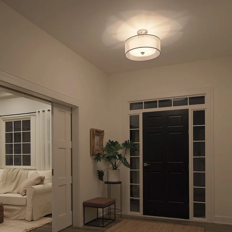 Deckenlampe Weiß Zinn antik Glas Leinen Metall CANELADO