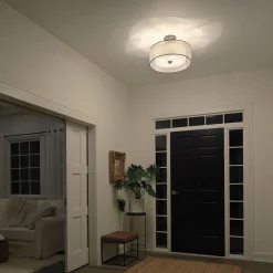 Deckenlampe Weiß Zinn antik Glas Leinen Metall CANELADO