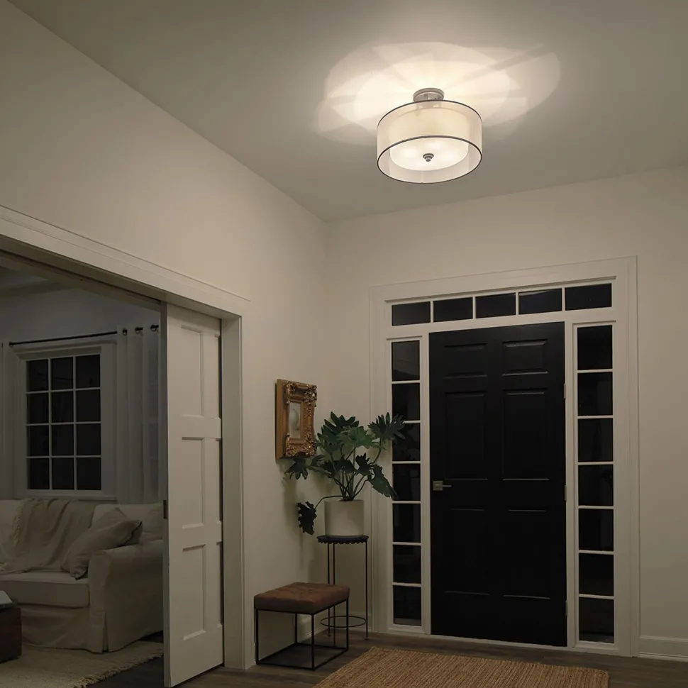 Deckenlampe Weiß Zinn antik Glas Leinen Metall CANELADO