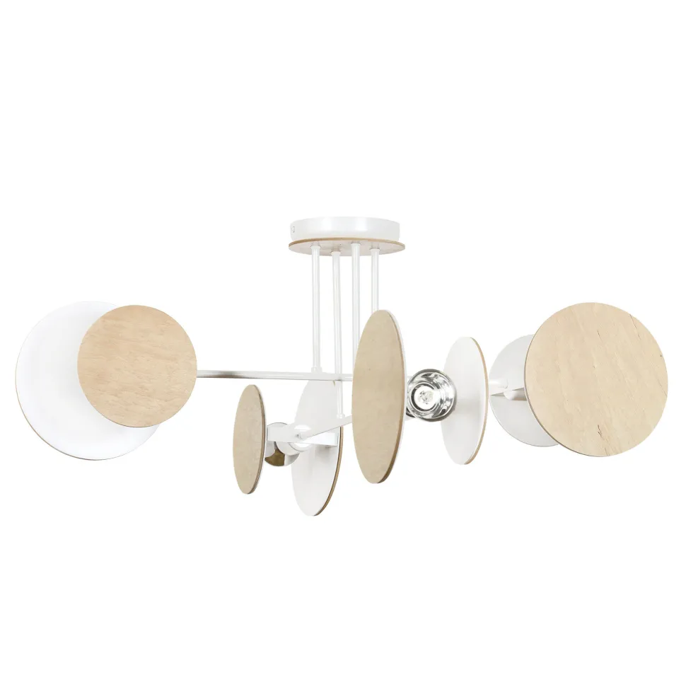 Deckenlampe XXL Weiß Metall Holz Design 4x E27