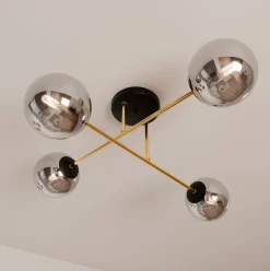 Deckenleuchte ANNETTA Metall Rauchglas Kugel Schirme