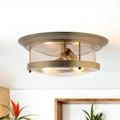 Deckenleuchte Bad IP44 E27 Ø 40 cm rund Glas Metall