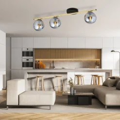 Deckenleuchte BEPPE Schwarz Graphit Gold E14