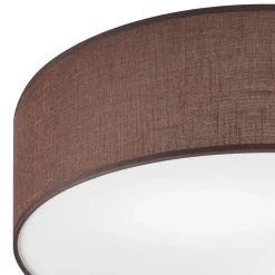 Deckenleuchte Braun Ø 45 cm rund Stoff blendarm für 2x E27