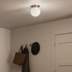 Deckenleuchte E27 Ø 20,3 cm Metall Glas in Bronze Weiß