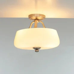 Deckenleuchte E27 Weiß Nickel Ø37cm Glas Metall