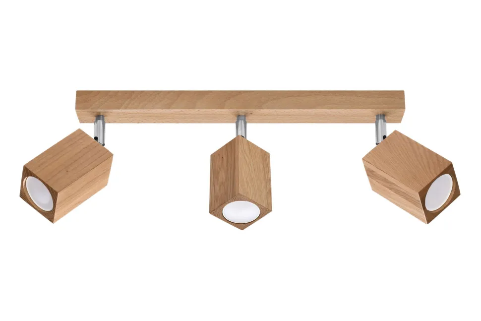 Deckenleuchte 3-flammig 45 cm lang Holz GU10 BASILEA