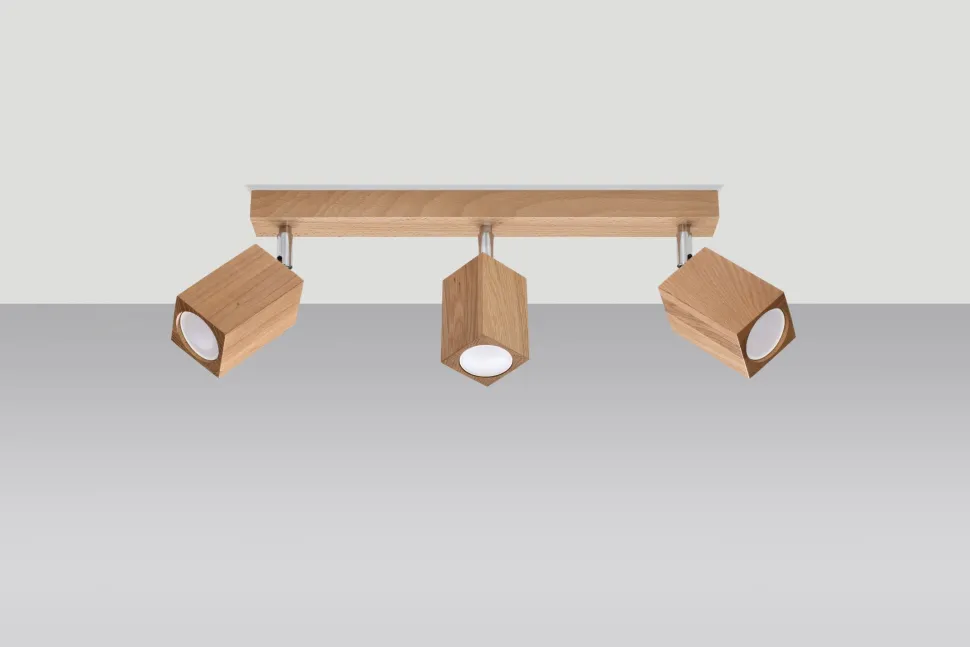 Deckenleuchte 3-flammig 45 cm lang Holz GU10 BASILEA