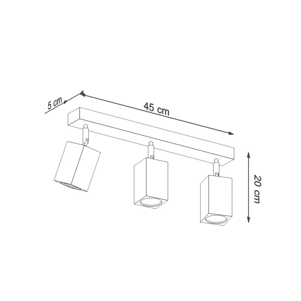 Deckenleuchte 3-flammig 45 cm lang Holz GU10 BASILEA