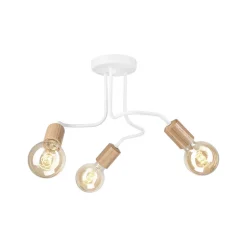 Deckenleuchte 3-flammig E27 B: 40 cm Metall Retro Weiß