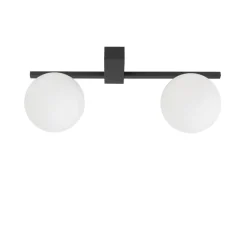 Deckenleuchte 2-flammig G9 48 cm lang Schwarz Weiß Glas Kugel