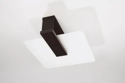 Deckenleuchte Glas Holz blendarm 2x E27 flach wohnlich