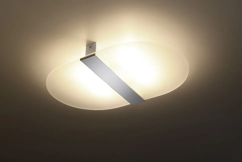 Deckenleuchte Glas Metall 45 cm lang Weiß Chrom 4x G9