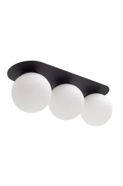 Deckenleuchte Glas Metall E27 3-flammig Schwarz Weiß