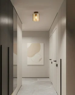 Deckenleuchte Glas Metall in Mokka Bernstein L:22 cm