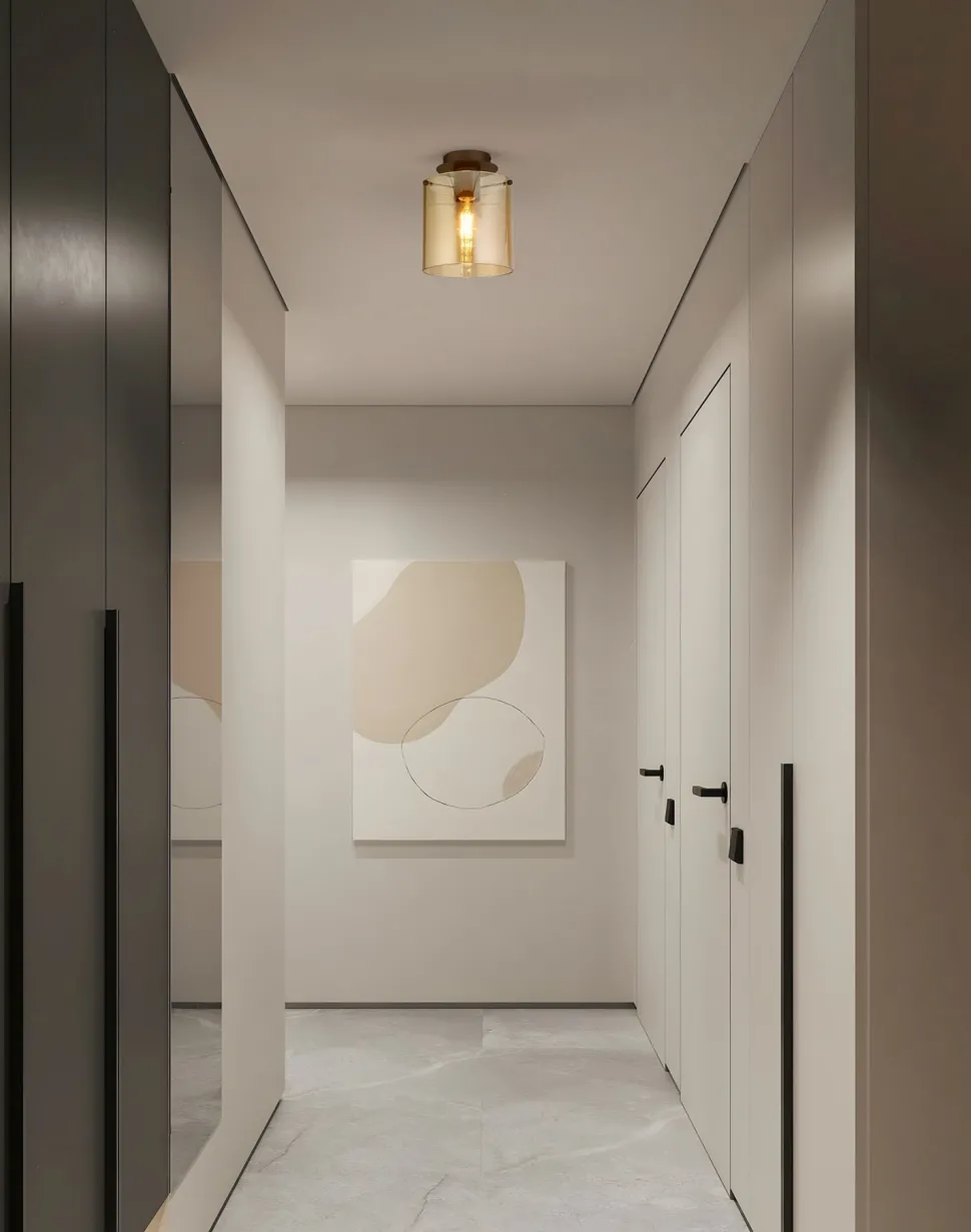 Deckenleuchte Glas Metall in Mokka Bernstein L:22 cm