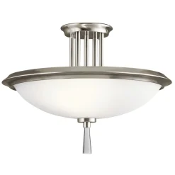 Deckenleuchte Glas Metall Ø42cm rund in Weiß Zinn