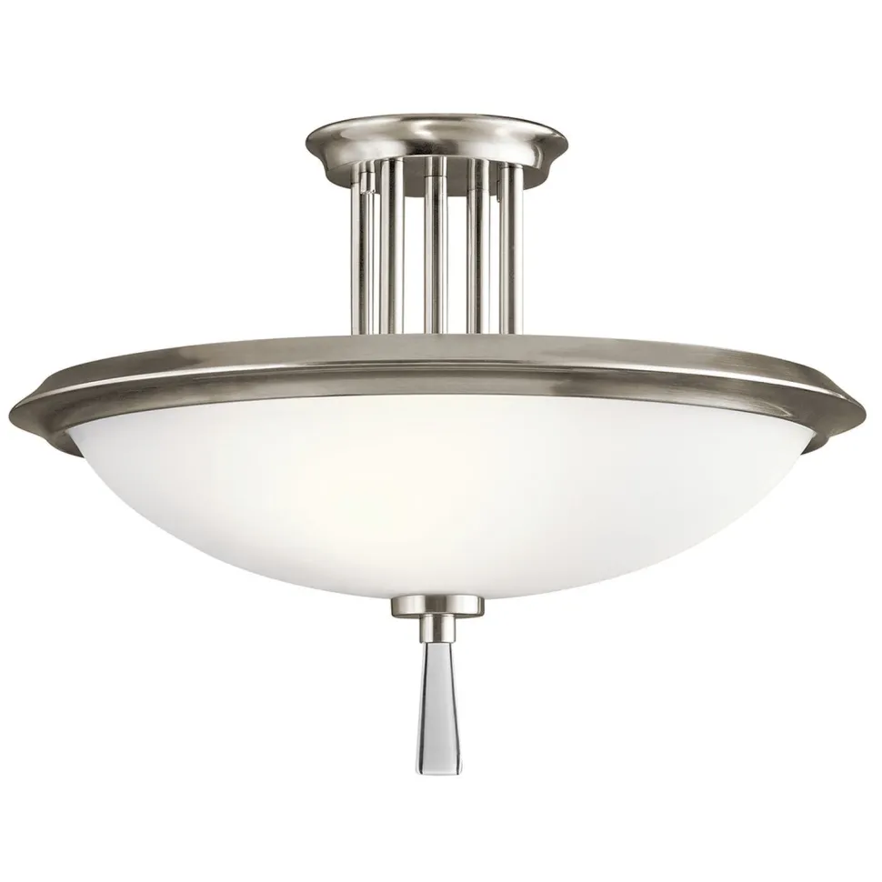 Deckenleuchte Glas Metall Ø42cm rund in Weiß Zinn