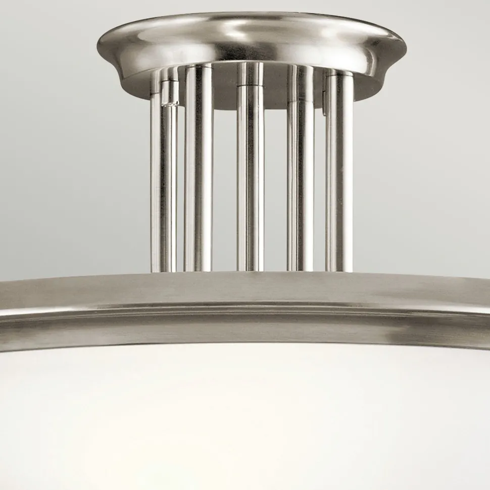 Deckenleuchte Glas Metall Ø42cm rund in Weiß Zinn