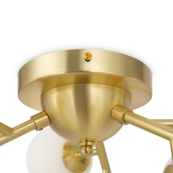 Deckenleuchte Glas Metall G9 60 cm breit in Gold Weiß