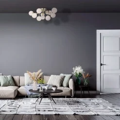 Deckenleuchte Glas Metall G9 60 cm breit in Gold Weiß