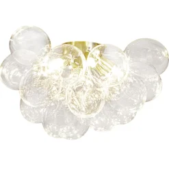 Deckenleuchte Glas Metall 50 cm breit in Gold Modern 6x G9