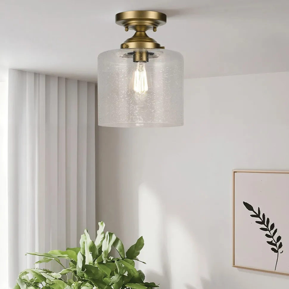 Deckenleuchte Glas Metall E27 Ø 21,6 cm in Messing klein