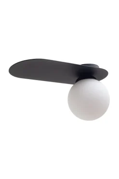 Deckenleuchte Glas Metall E27 H:22 cm Schwarz Weiß