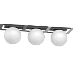 Deckenleuchte Glaskugeln Schwarz Weiß Chrom E27 L:70 cm