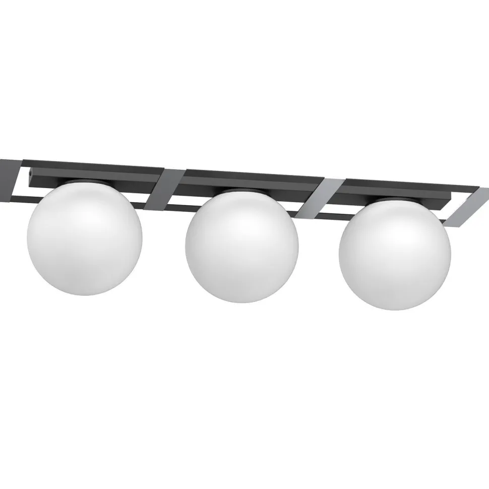 Deckenleuchte Glaskugeln Schwarz Weiß Chrom E27 L:70 cm