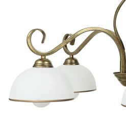 Deckenleuchte Gold Antik Weiß Glasschirm 5-flammig