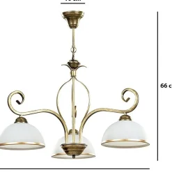 Deckenleuchte Gold Antik Weiß Glasschirm 3-flammig