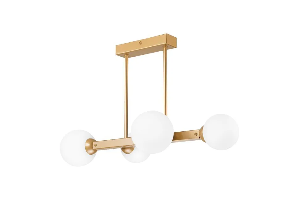 Deckenleuchte Gold Weiß 62 cm lang 4-flammig G9 Glas Metall