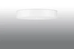 Deckenleuchte groß Ø 80 cm rund Weiß Stoff Glas 6x E27