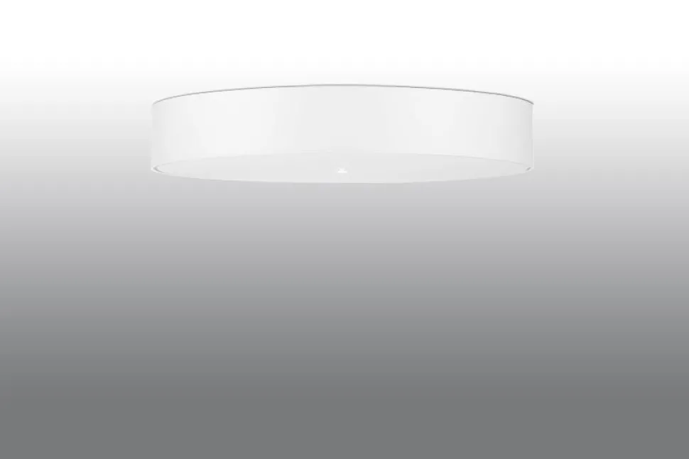 Deckenleuchte groß Ø 80 cm rund Weiß Stoff Glas 6x E27