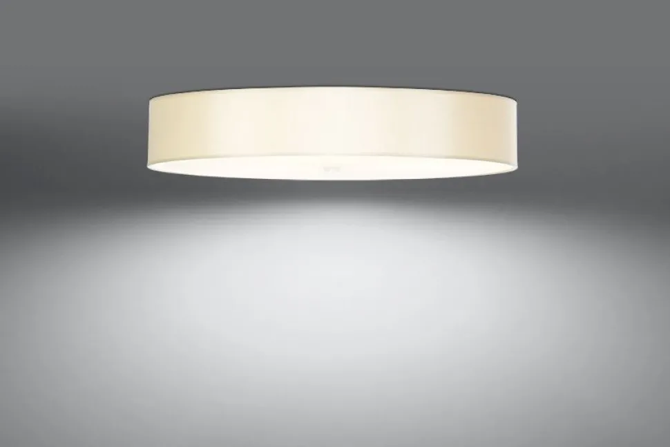 Deckenleuchte groß Ø 80 cm rund Weiß Stoff Glas 6x E27